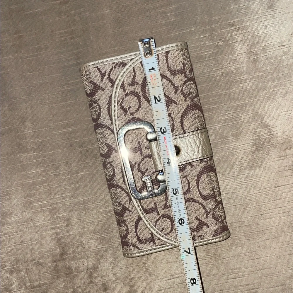 Guess Tan and Cream Monogram Wallet